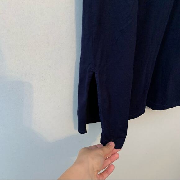 JCrew Navy Side Slit Tunic Crew Neck T-shirt Cuffed Sleeves - Picture 5 of 6